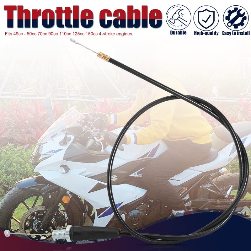 QAZAKY Black Throttle Cable for 49cc 50cc 70cc 90cc 110cc 125cc 140cc 150cc 4-stroke Engine ATV Quad Scooter Go Kart Moped Chopper Pit Dirt Mini Bike XR50 CRF50 XR70 CRF70 XR80 CRF80 Z50R TTR SSR SDG - Image 4